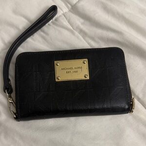 Michael Kors Black Wristlet with Gold Accents
